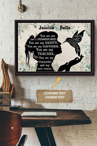 Hummingbird Girl Therapist Best Friend Personalized Poster - Animal Wall Art - Gift For Bird Lover Bird Foster Zoo Decor Framed Matte Canvas Framed Prints, Canvas