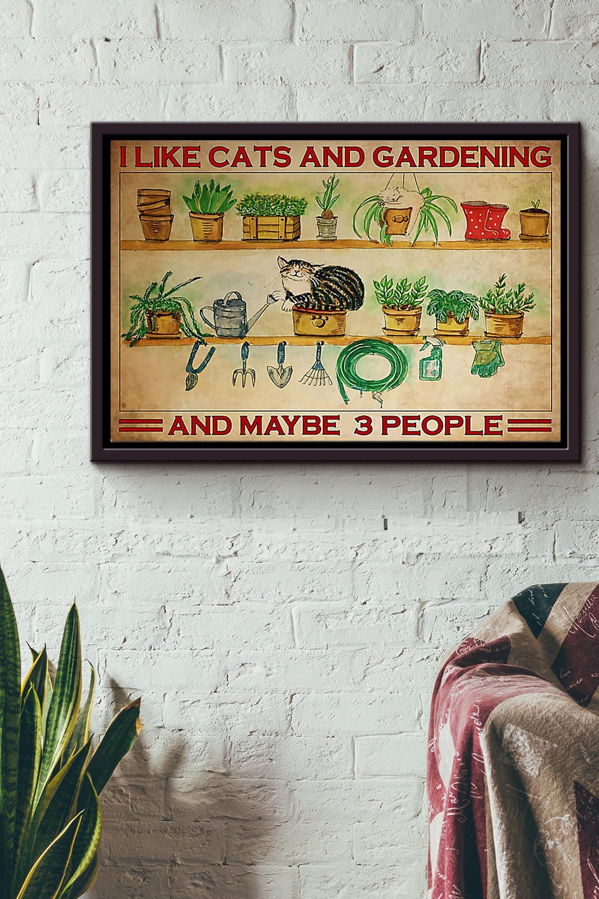 I Like Cats And Gardening And Maybe 3 People n Framed Matte Canvas