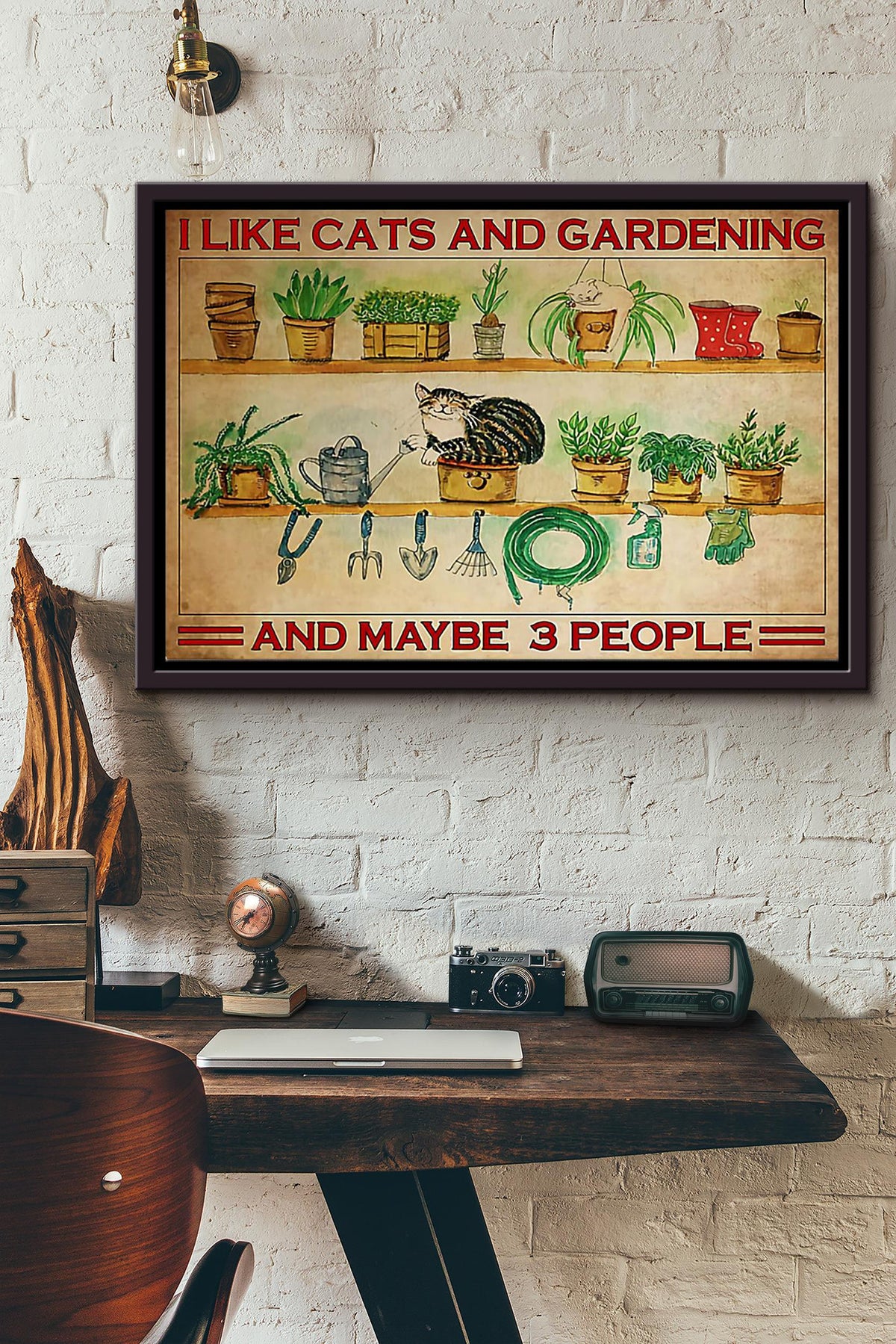 I Like Cats And Gardening And Maybe 3 People n Framed Matte Canvas