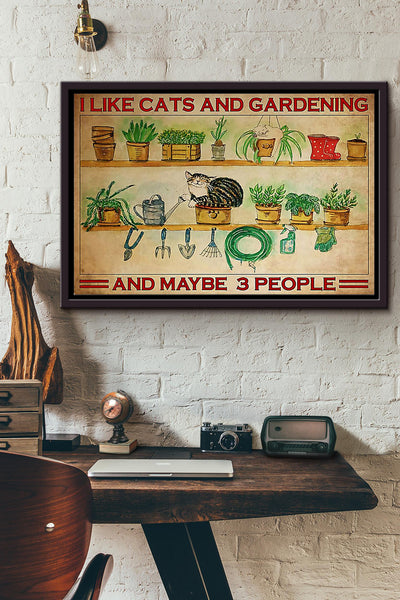 I Like Cats And Gardening And Maybe 3 People n Framed Matte Canvas