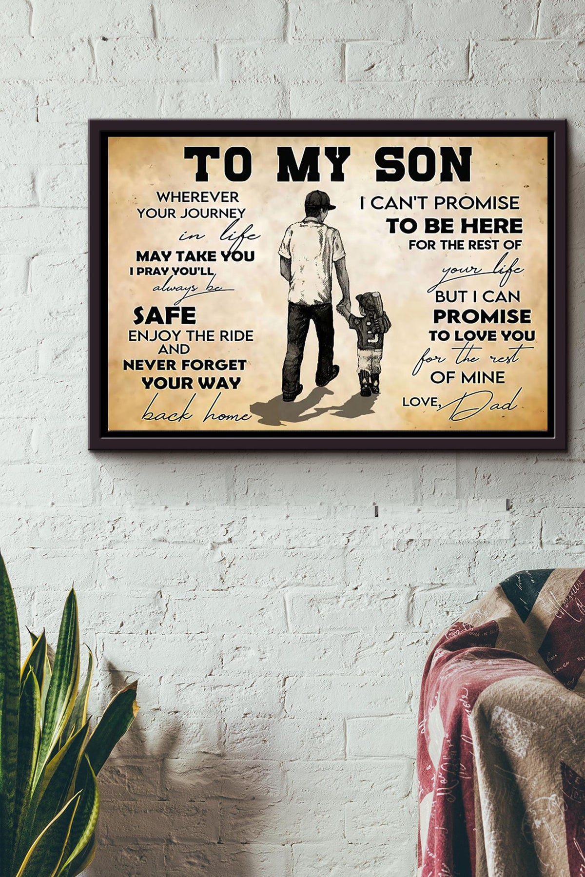 Baseball Player Dad My Son I Love You Poster n Framed Matte Canvas