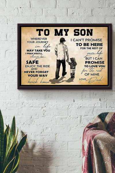 Baseball Player Dad My Son I Love You Poster n Framed Matte Canvas