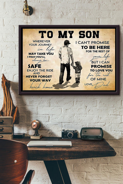 Baseball Player Dad My Son I Love You Poster n Framed Matte Canvas