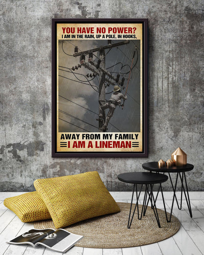 Lineman Motivation Quote I'm A Lineman Gift For Father Home Decor Framed Canvas