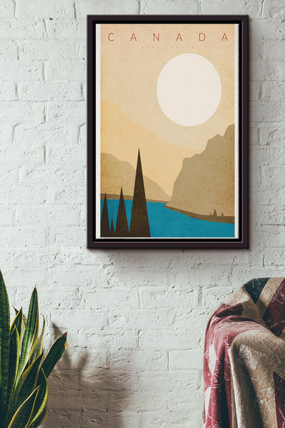 Lake Louise Canada Minimalist Poster Framed Matte Canvas