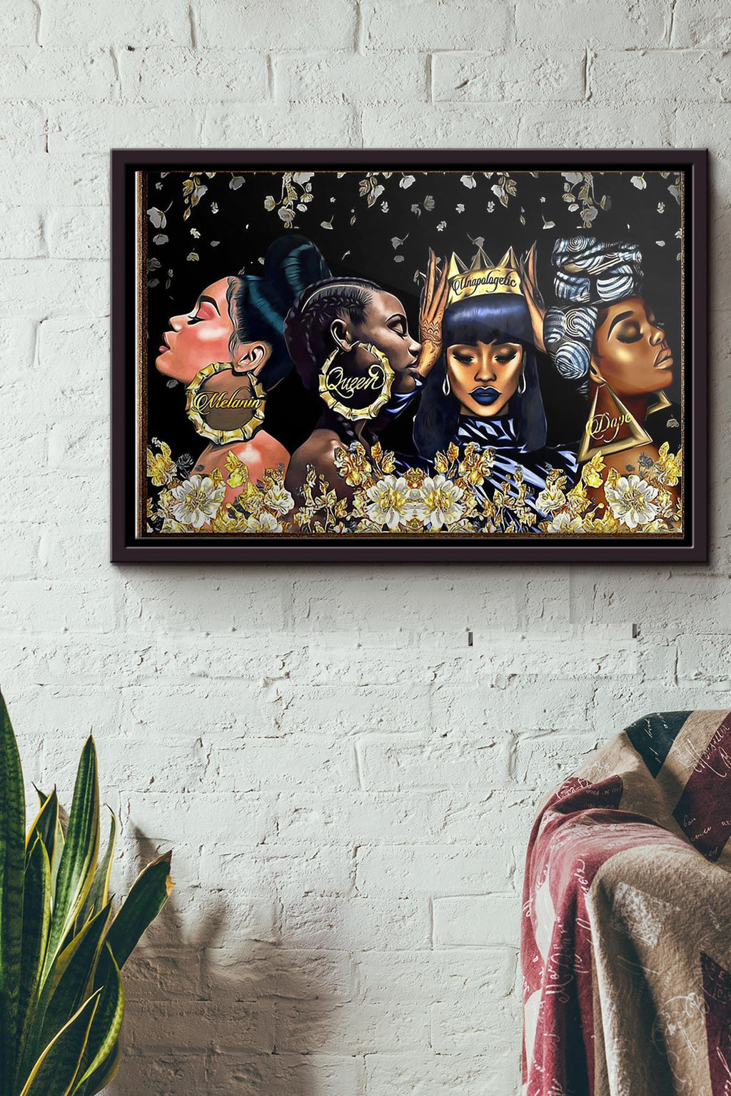 Black Woman Melanin Queen Unapologetic Dope Poster n Framed Matte Canvas