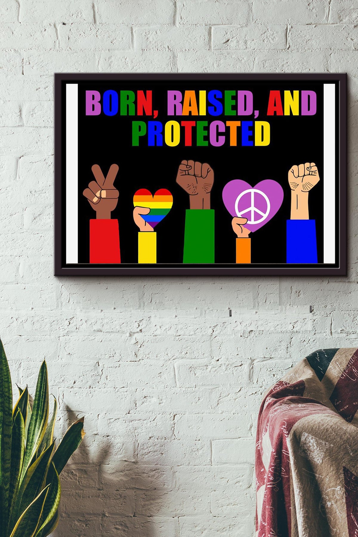 Born Raised And Protected Lgbtqia Community Poster n Framed Matte Canvas