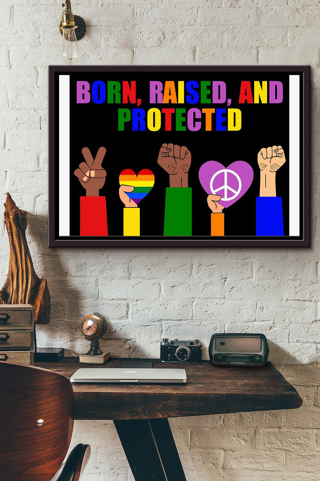 Born Raised And Protected Lgbtqia Community Poster n Framed Matte Canvas