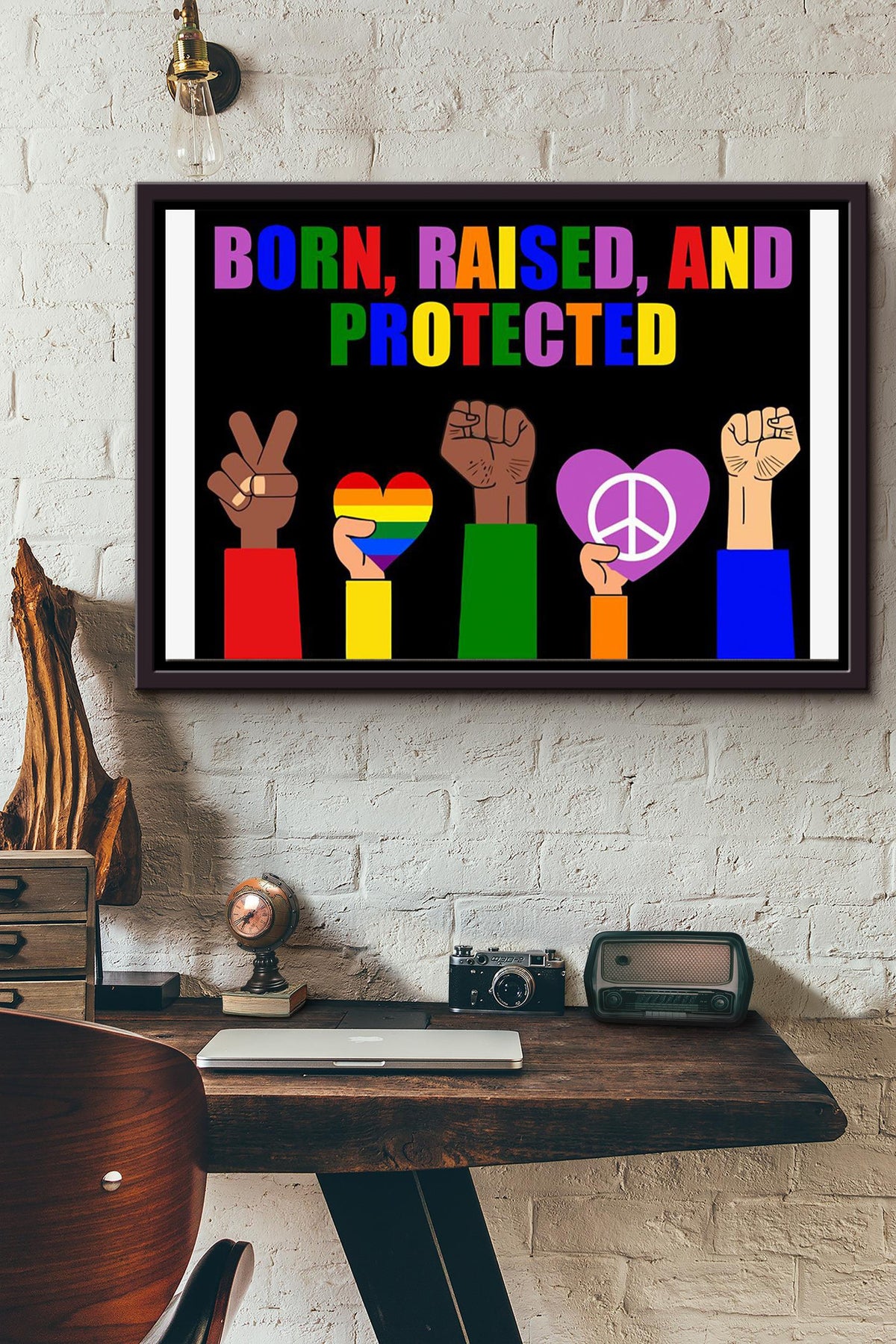 Born Raised And Protected Lgbtqia Community Poster n Framed Matte Canvas