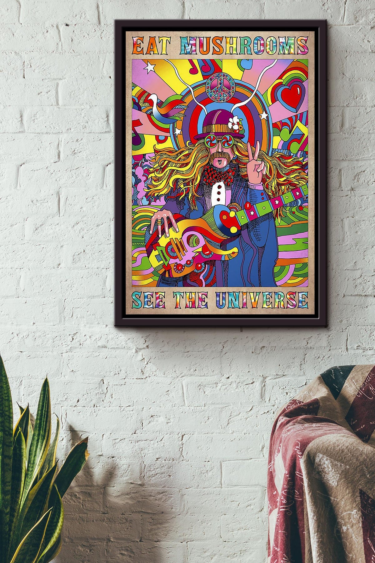 Eat Mushrooms See The Universe Clown Wall Art For Kids Room Decor Framed Canvas Framed Prints, Canvas