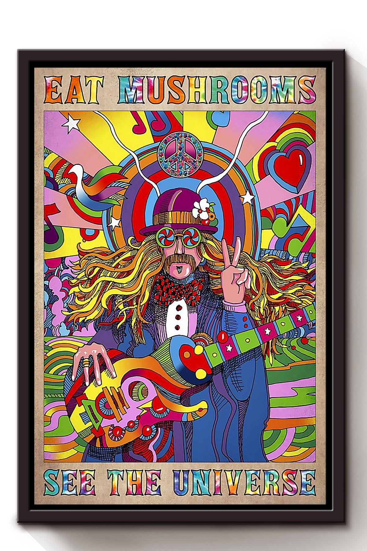Eat Mushrooms See The Universe Clown Wall Art For Kids Room Decor Framed Canvas Framed Prints, Canvas