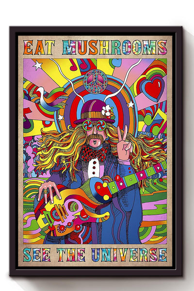Eat Mushrooms See The Universe Clown Wall Art For Kids Room Decor Framed Canvas Framed Prints, Canvas