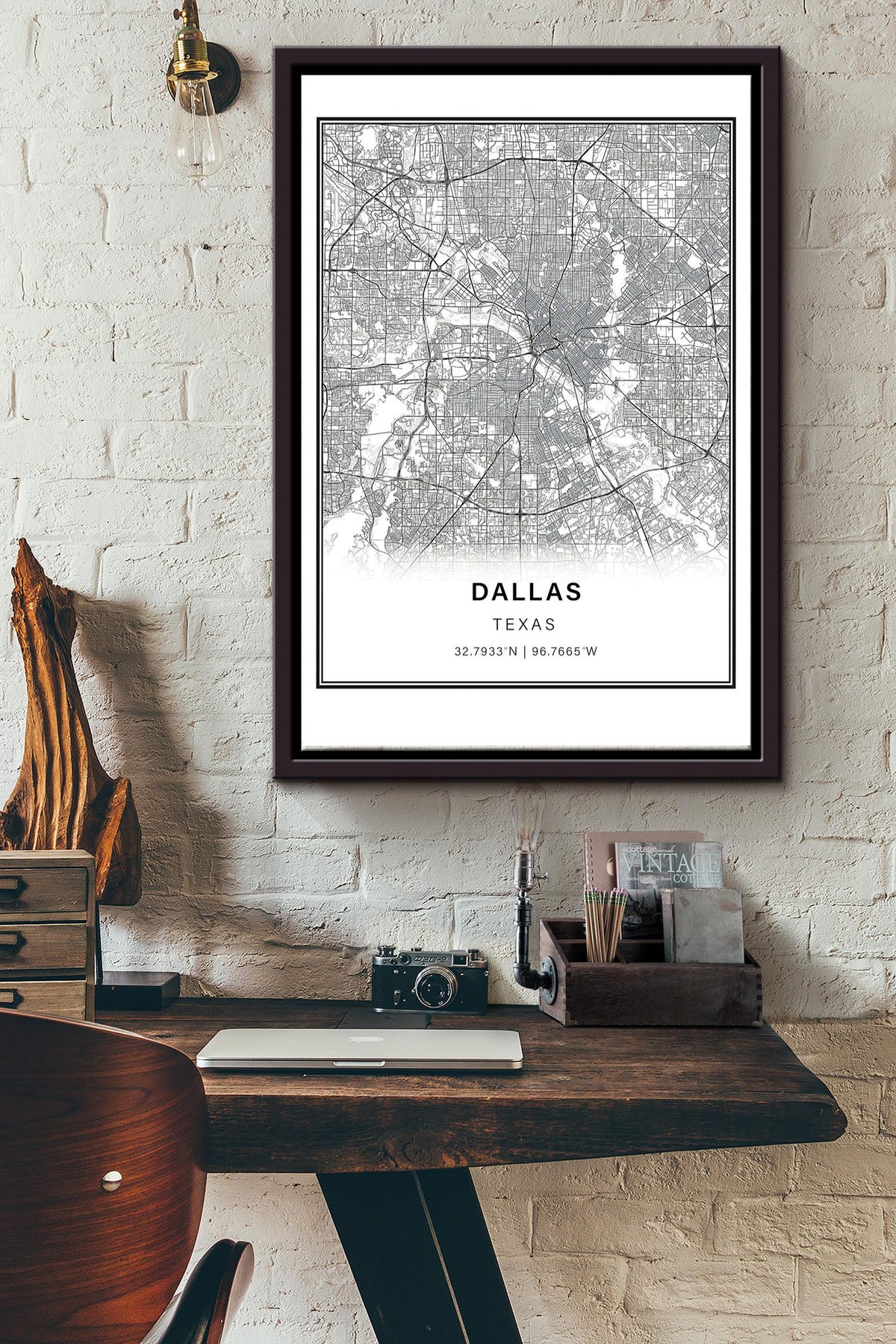 Dallas Texas Map Poster - Traveling Knowledge Wall Art - Gift For Tourists Traveling Lover Adventure Lover Framed Matte Canvas Framed Prints, Canvas