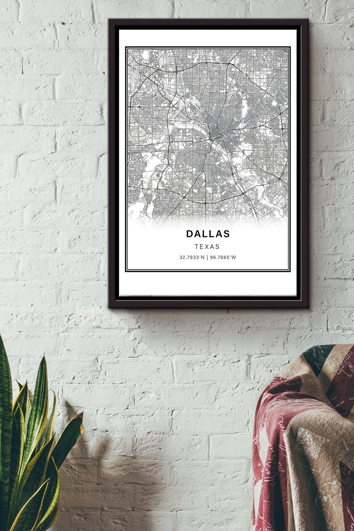 Dallas Texas Map Poster - Traveling Knowledge Wall Art - Gift For Tourists Traveling Lover Adventure Lover Framed Matte Canvas Framed Prints, Canvas