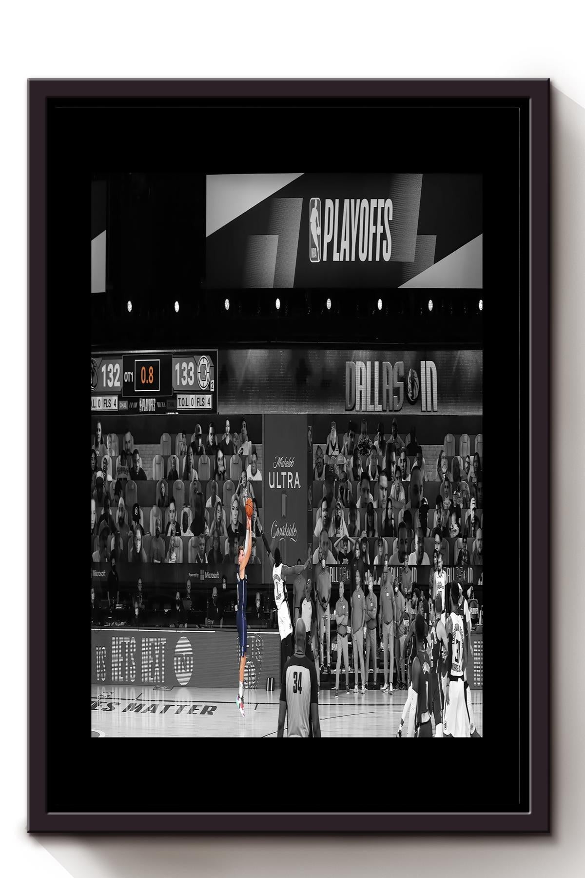 Luka Doncic Buzzer Beater Vs Clippers Poster Sport Wall Art Gift For Basketball Player, Luka Doncic Fan, Clipper Fan Framed Canvas Framed Prints, Canvas