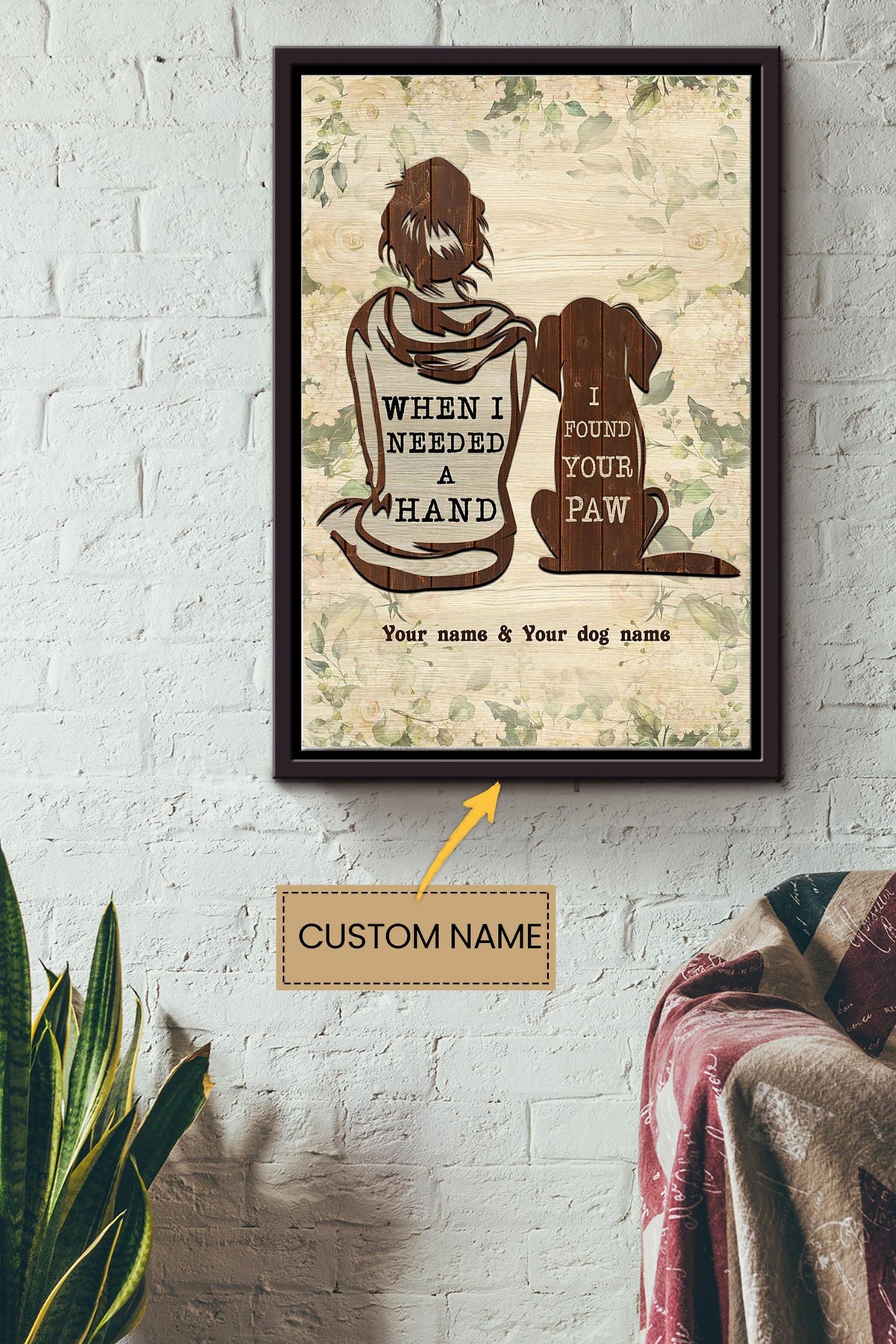 Dog And Girl Personalized Poster - Animal Wall Art - Gift For Dog Lover Dog Foster Puppy Fan Home Decor Framed Matte Canvas Framed Prints, Canvas
