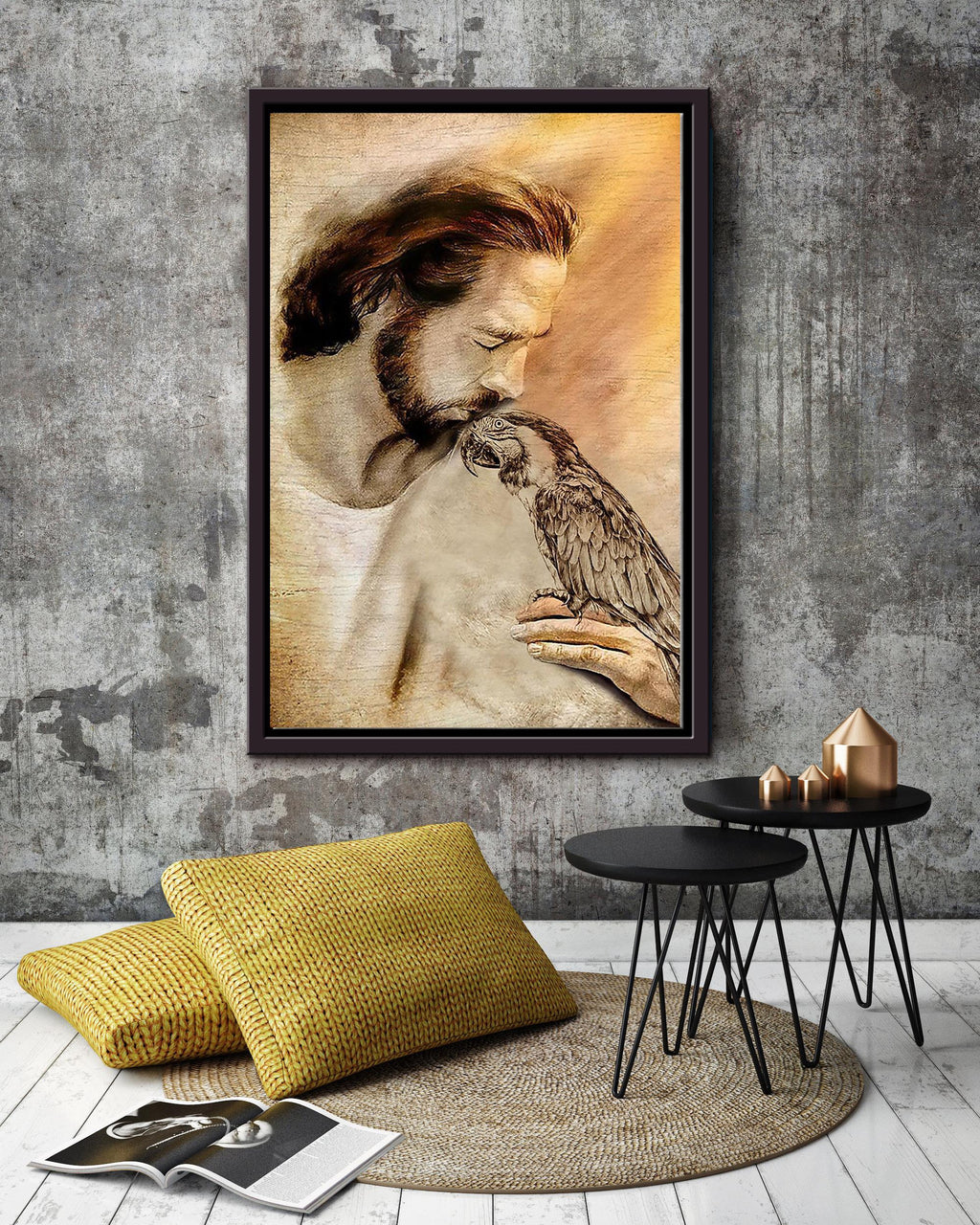 Jesus And Tarrot God Wall Art For Home Decor Gift For ANimal Lovers Christian Framed Matte Canvas Framed Prints, Canvas