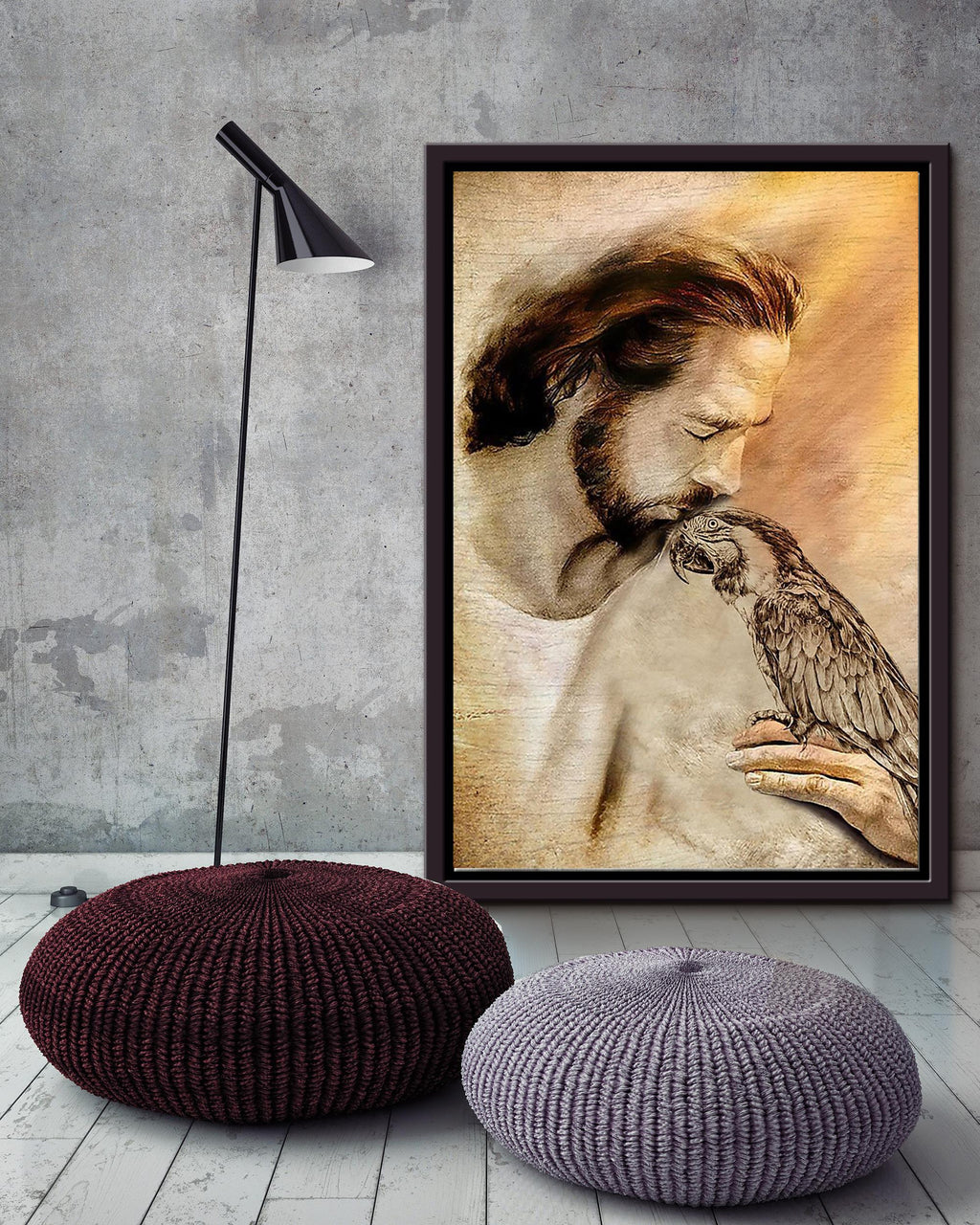 Jesus And Tarrot God Wall Art For Home Decor Gift For ANimal Lovers Christian Framed Matte Canvas Framed Prints, Canvas