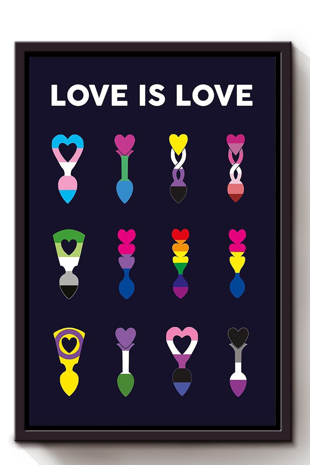Love Is Love Lgbt Flag Lovespoon Gift For All Gender Orientation Gender Identity Happy Pride Month Framed Canvas