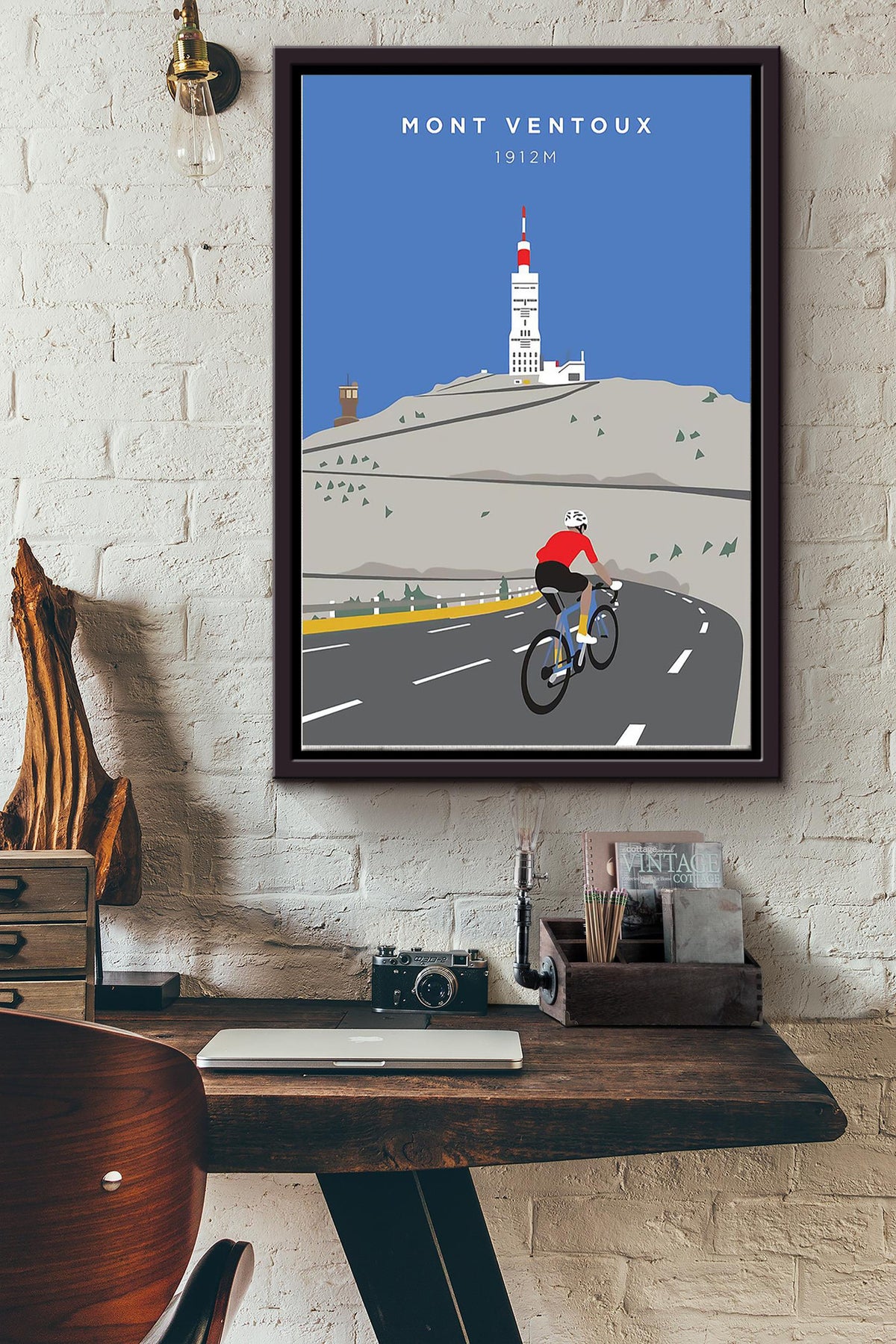 Mont Ventoux Cycling Poster Framed Matte Canvas