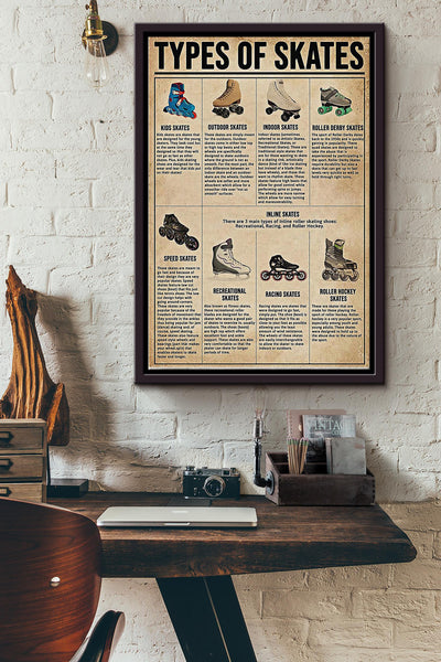 Eight Types Of Skates Poster Framed Matte Canvas