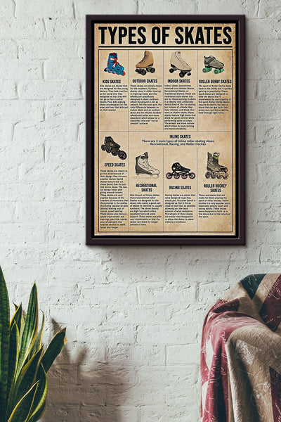 Eight Types Of Skates Poster Framed Matte Canvas