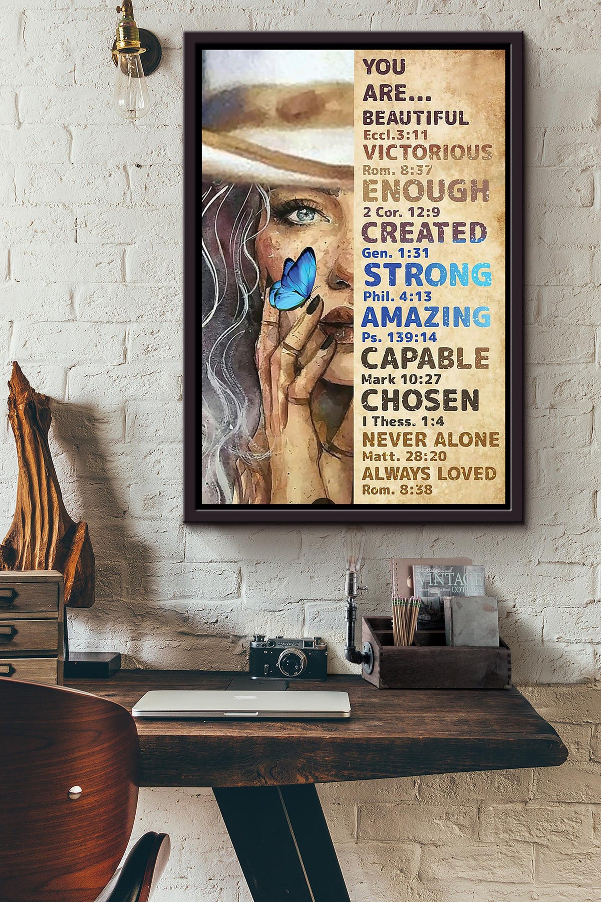 Cowgirl You Are Beautiful Poster Horse Riding Wall Art Cowgirl Cowboy Gift Framed Canvas Framed Prints, Canvas