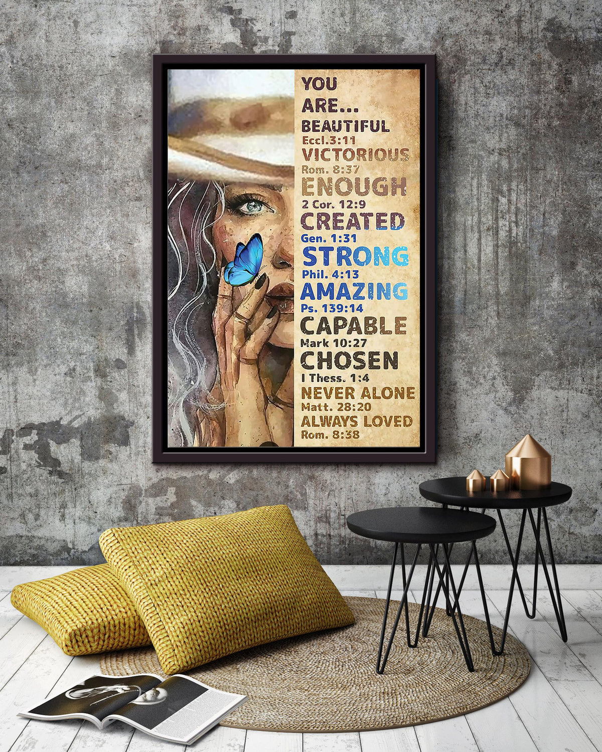 Cowgirl You Are Beautiful Poster Horse Riding Wall Art Cowgirl Cowboy Gift Framed Canvas Framed Prints, Canvas
