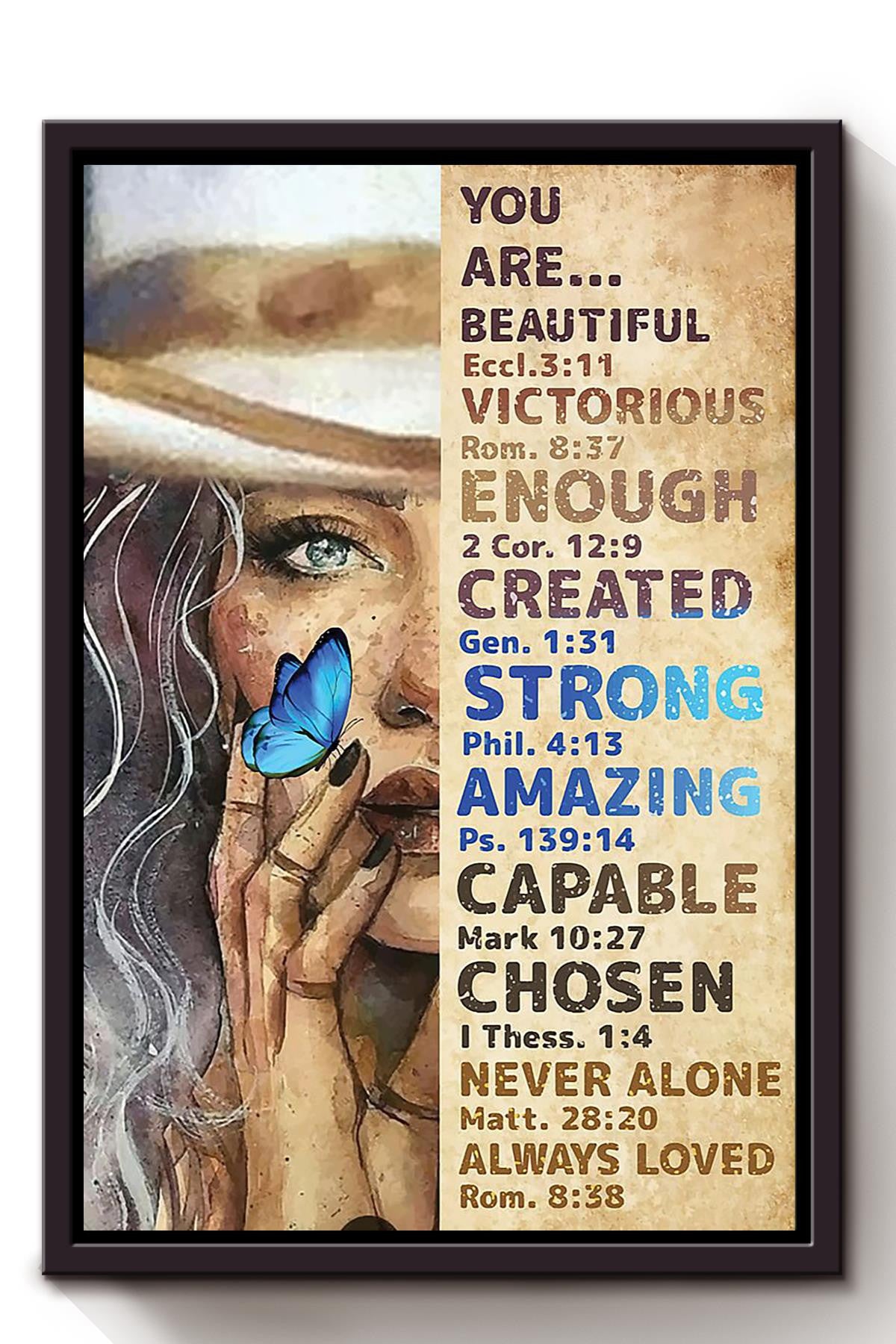 Cowgirl You Are Beautiful Poster Horse Riding Wall Art Cowgirl Cowboy Gift Framed Canvas Framed Prints, Canvas