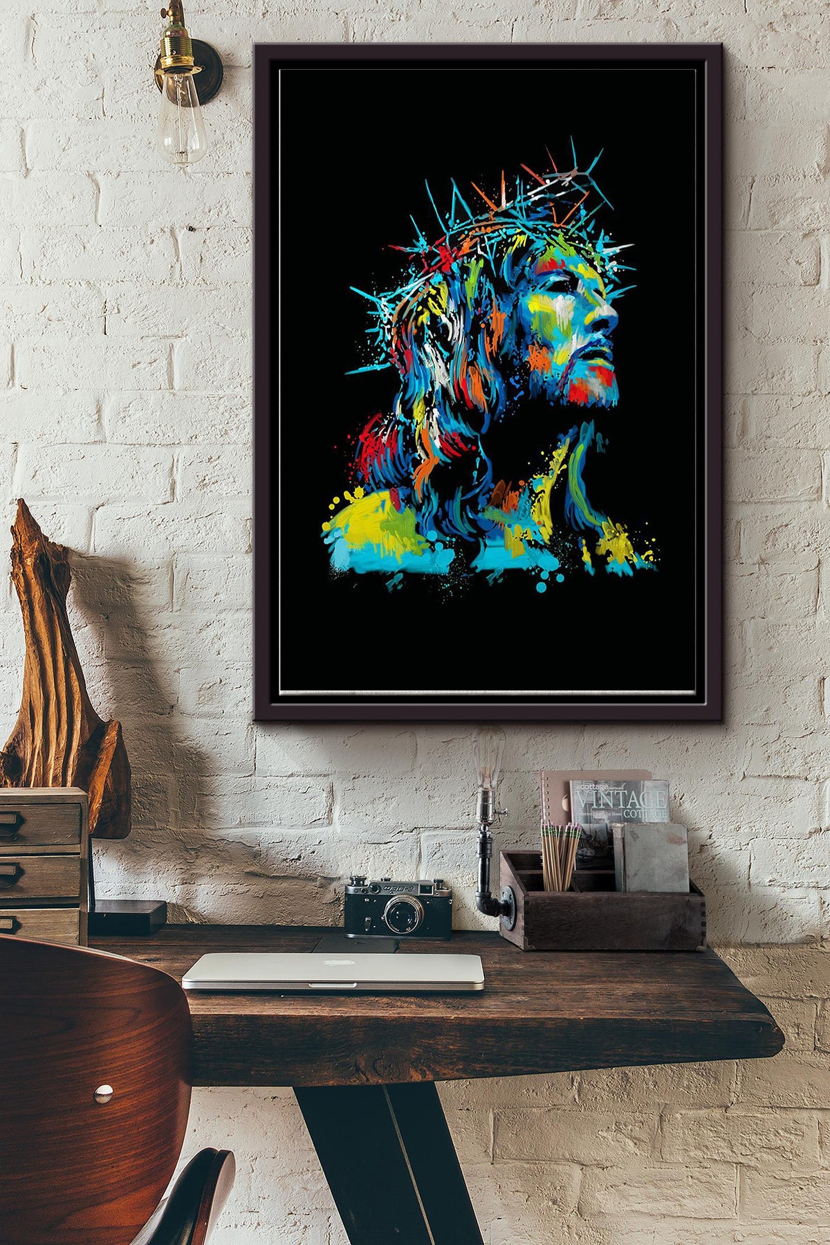 Christan Colorful Art Poster Framed Matte Canvas