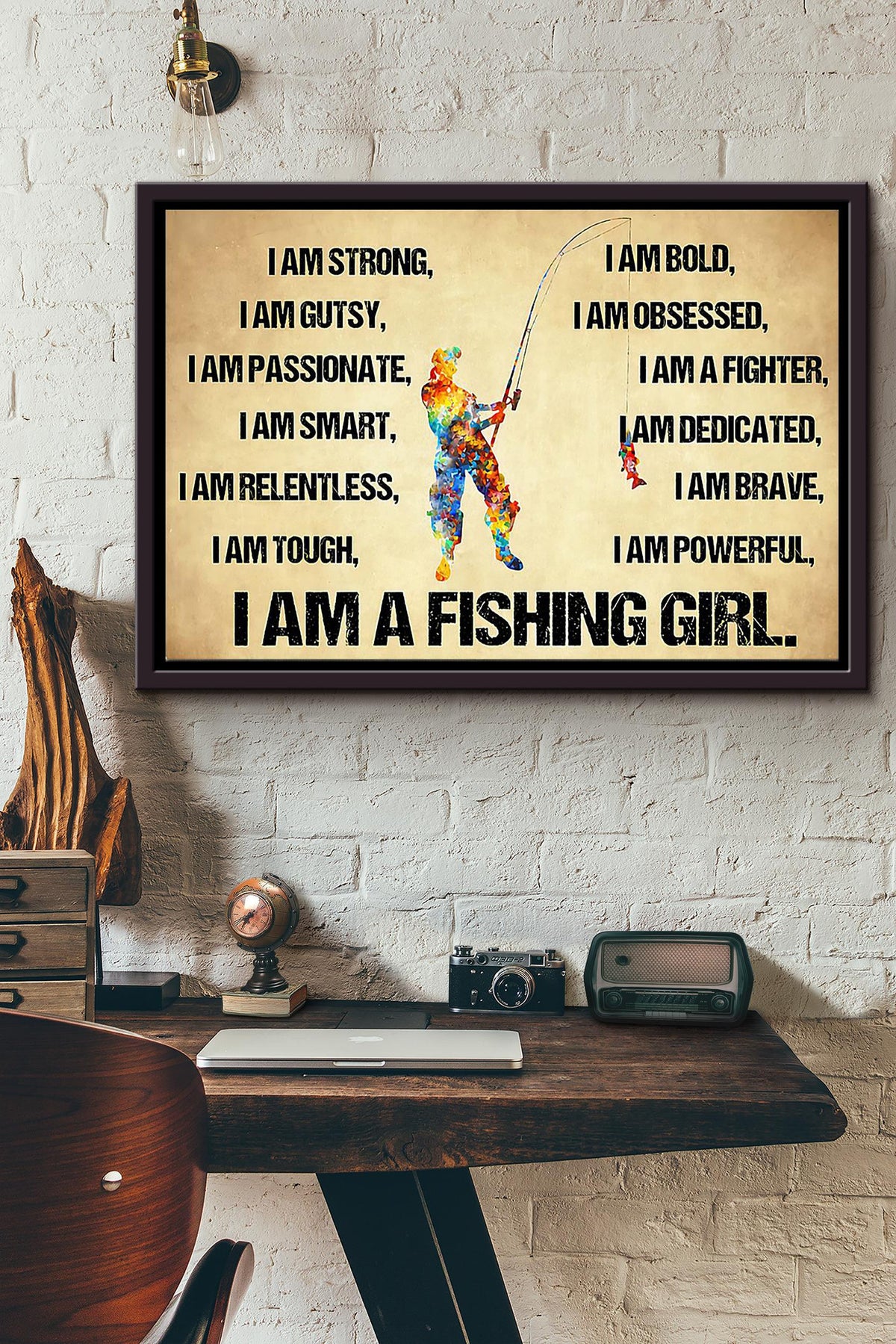 I Am A Fishing Girl n Framed Matte Canvas