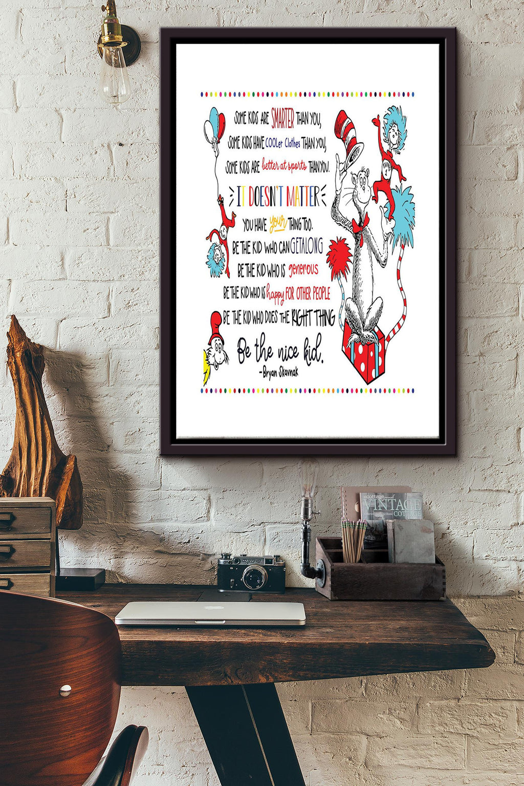 Its Does Matter Just Be The Nice Kid Poster - Decor Wall Art - Gift For Child Kids Family Bedroom Decor Framed Matte Canvas Framed Prints, Canvas