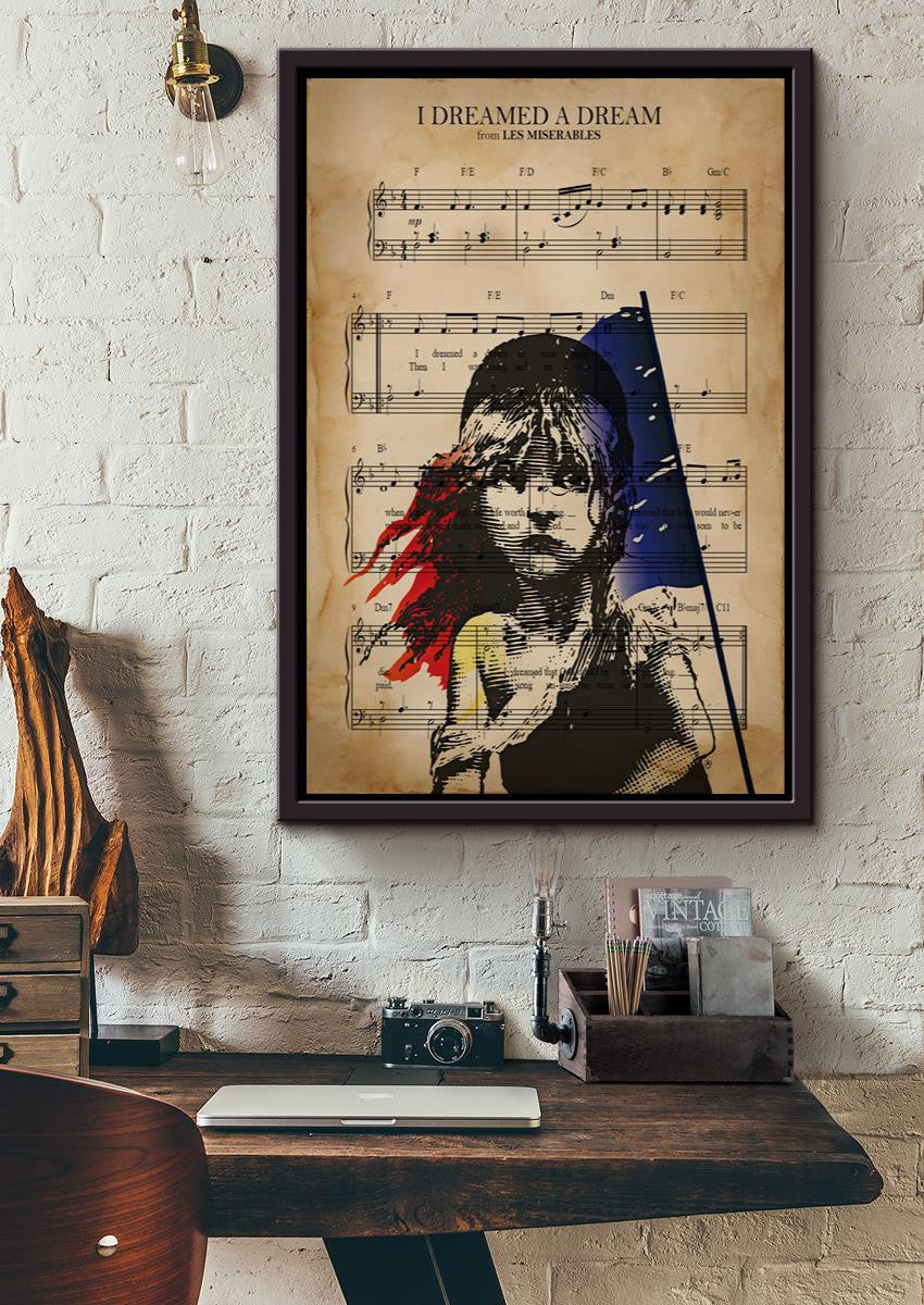 I Dreamed A Dream Lyrics Music Wall Art Gift For Les Miserables Fan Pop Fan Framed Canvas Framed Prints, Canvas