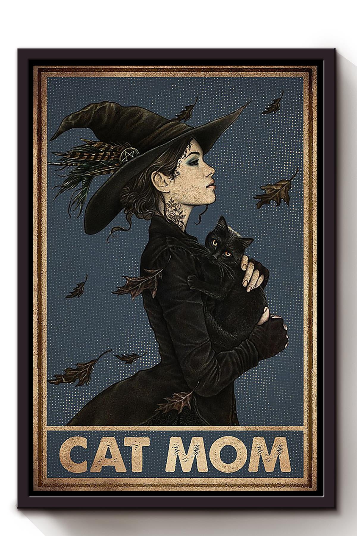 Cat Mom Animal Wall Art Gift For Cat Lover International Cat Day Kitten Foster Halloween Decor Framed Canvas Framed Prints, Canvas