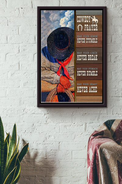 Cowboy Prayer Poster - Cowboy Wall Art - Gift For Cowboy Cowgirl Horse Lover Father Fathers Day Framed Matte Canvas Framed Prints, Canvas