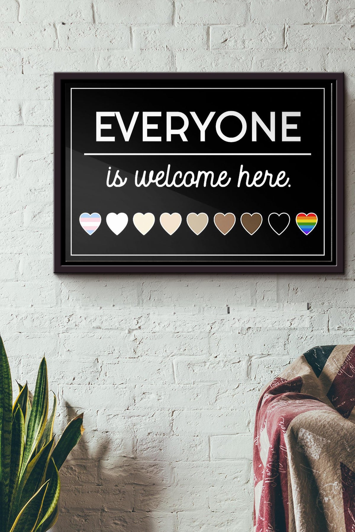 Lgbt Black Everyone Is Welcome Here Poster n Framed Matte Canvas
