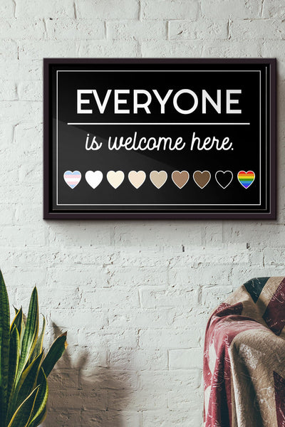 Lgbt Black Everyone Is Welcome Here Poster n Framed Matte Canvas