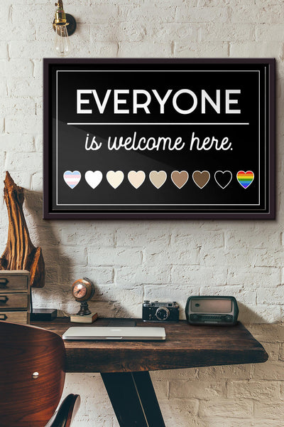 Lgbt Black Everyone Is Welcome Here Poster n Framed Matte Canvas