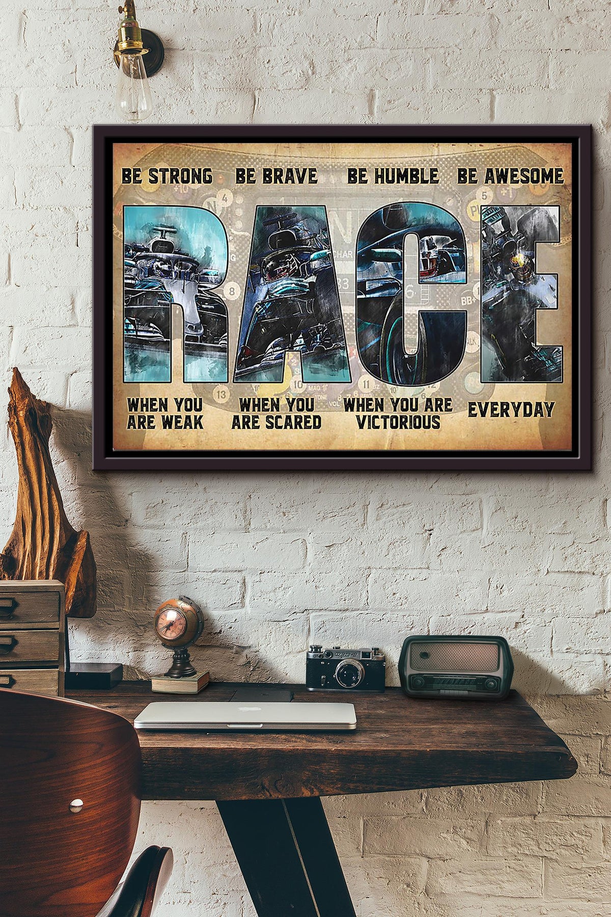 Be Strong Be Brave Be Humble Be Awesome Everyday Racing Poster n Framed Matte Canvas