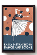 Easily Distracted By Books Dance Book Dancing Lover Gift For Dancer Books Nerd Library Framed Canvas