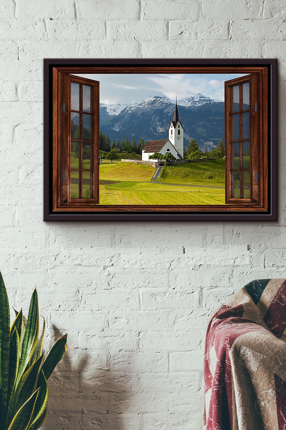 A Churk On The Field Window View Poster n Framed Matte Canvas