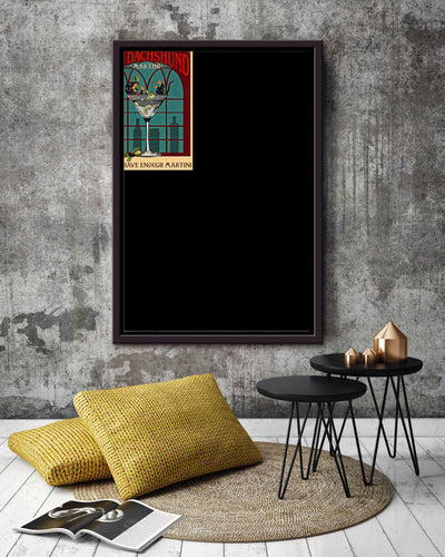 Dachshund Martini Funny Quote For Bar Club Decor Gift For Bartender Framed Canvas
