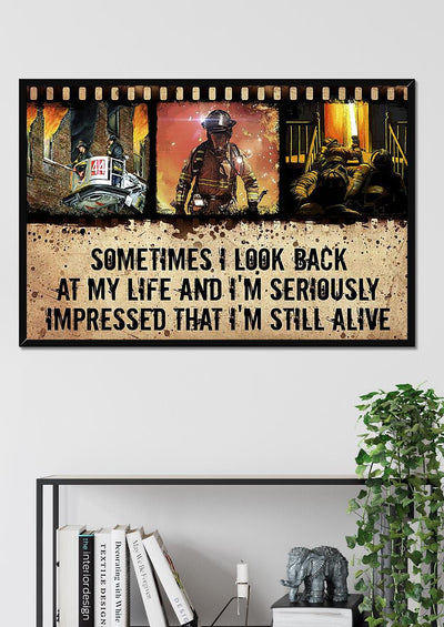 Firefighter I'm Still Alive Motivation Quote Vintage Wall Art Gift For Fireman Framed Prints, Canvas