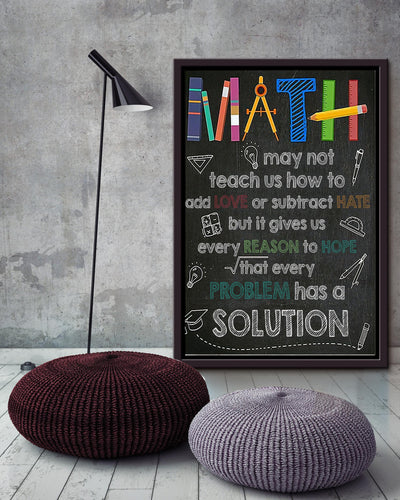 Math Motivation Quote Wall Art Gift For Math Class Decor Student Mathematician Teacher Framed Canvas Framed Prints, Canvas