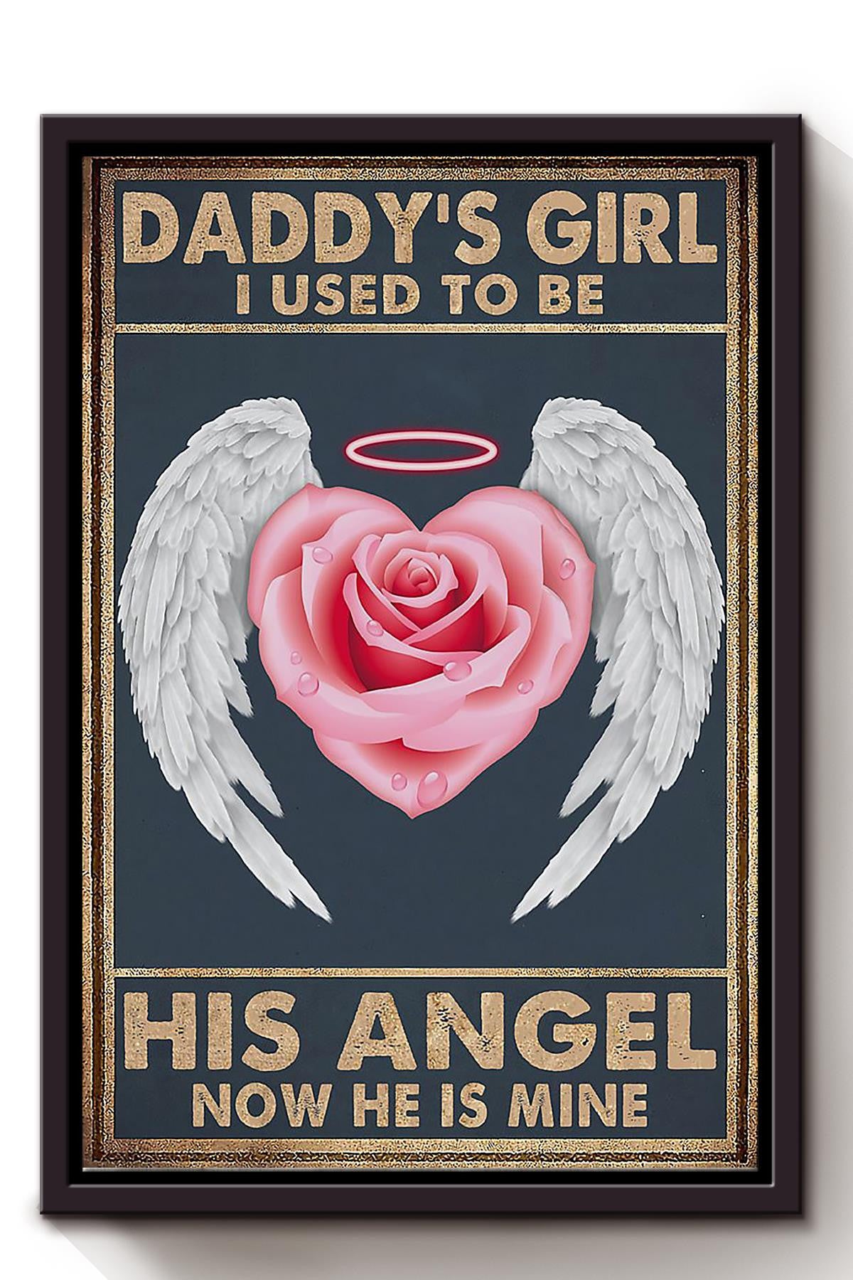 Daddy's Girl I Used To Be His Angel Breast Cancer Awareness Wall Art Gift For Breast Cancer Patient Framed Matte Canvas Framed Prints, Canvas
