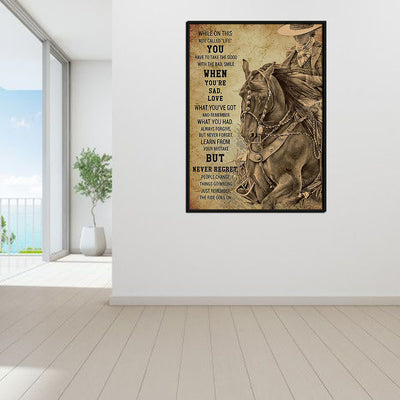 Cowgirl While On This Ride Called Life Poster Horse Riding Wall Art Cowgirl Cowboy Gift Framed Canvas Framed Prints, Canvas