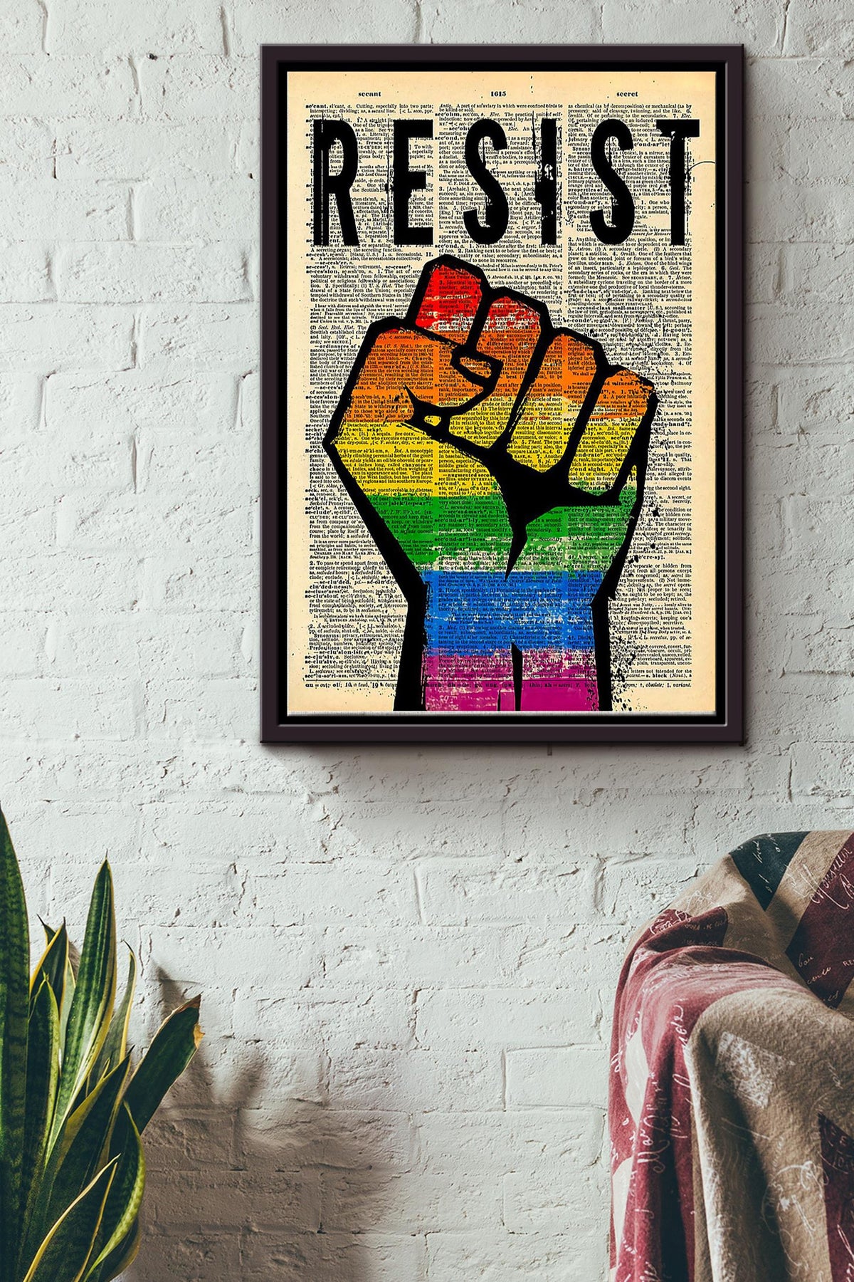 Lgbtqia Resist For Their Rights Poster - Lgbtqia Wall Art Canvas - Gift For Lesbian Gay Bisexual Transgender Intersex Asexual People Pride Month Slogan Lgbt Ally Framed Matte Canvas Framed Prints, Canvas