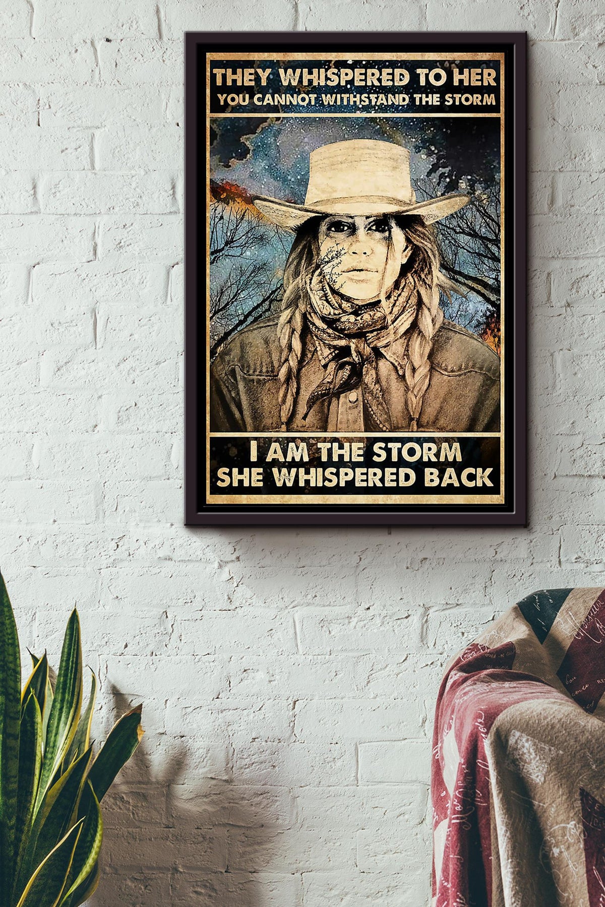 Cowgirl They Whispered To Her Motivation Quote Wall Art Gift For Girl Woman's Day 05 Framed Canvas Framed Prints, Canvas