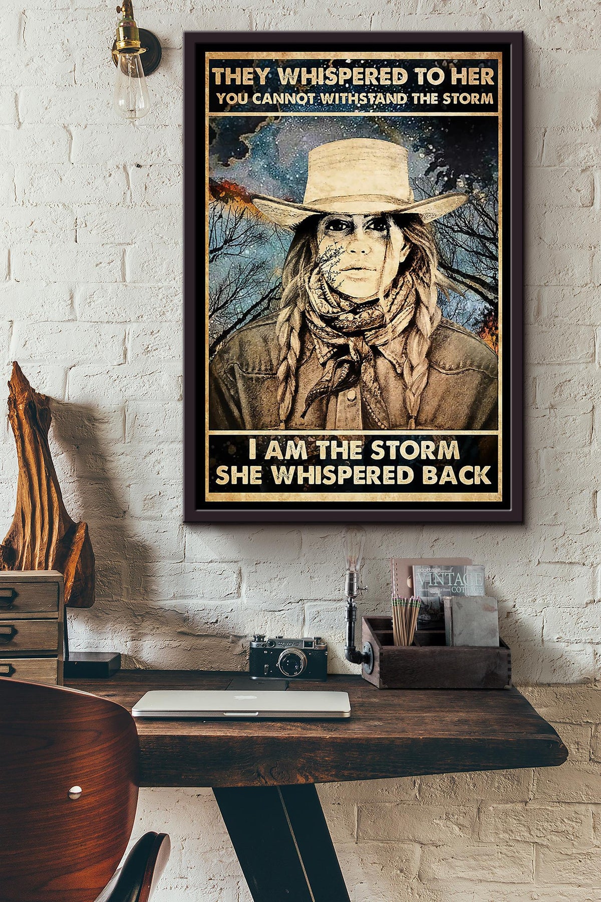 Cowgirl They Whispered To Her Motivation Quote Wall Art Gift For Girl Woman's Day 05 Framed Canvas Framed Prints, Canvas