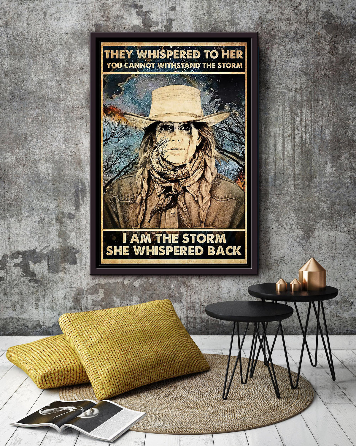 Cowgirl They Whispered To Her Motivation Quote Wall Art Gift For Girl Woman's Day 05 Framed Canvas Framed Prints, Canvas